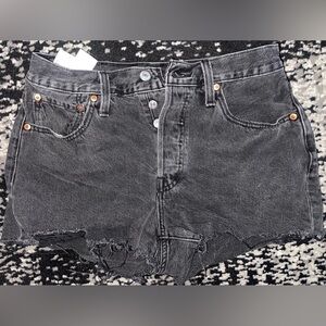 Levi’s Distressed Black Denim Shorts